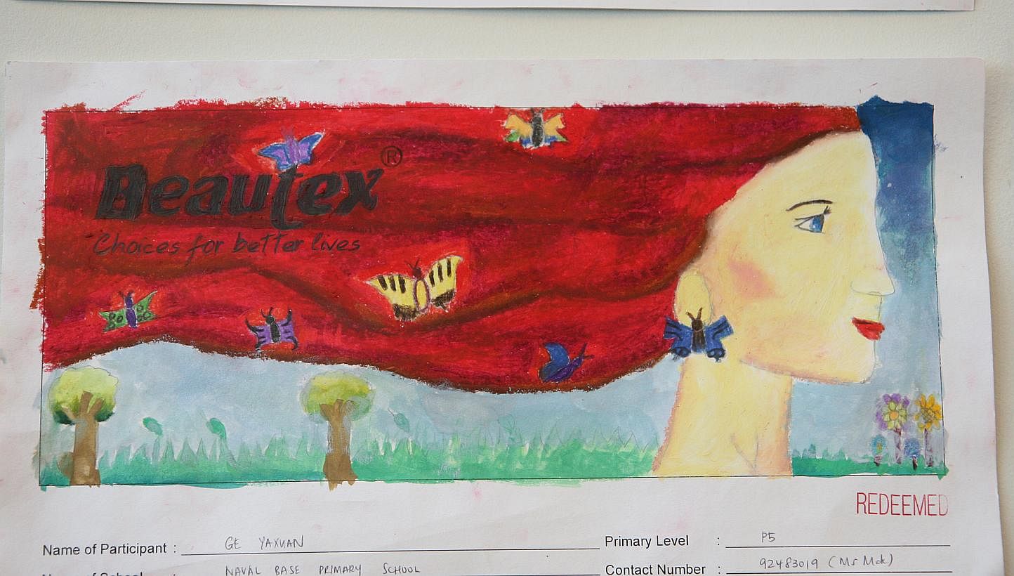Entry for Little Red Dot-Beautex Life's Beautiful Art Competition (2013), by Ge Yaxuan, Primary 5, Naval Base Primary School. -- ST PHOTO: SERENE LUO