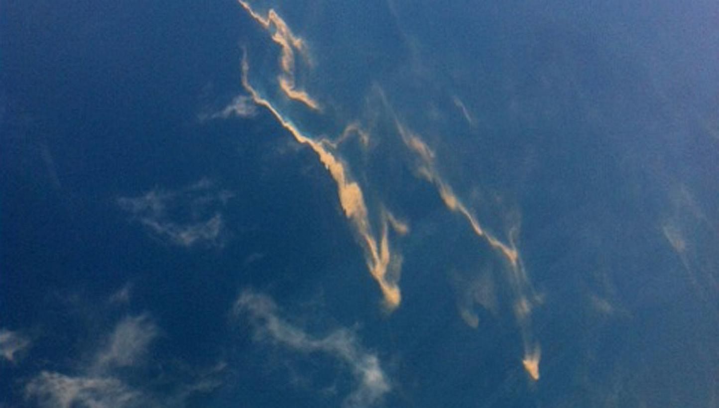 An aerial view of an oil slick taken on March 8, 2014 from a Vietnamese Air Force aircraft taking part in a search mission for the missing Malaysia Airlines aircraft. Some debris has been spotted in the seas between Malaysia and Vietnam but it is unc