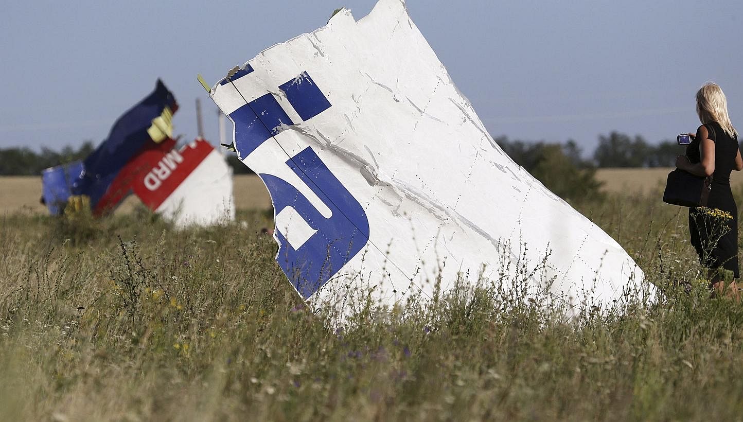 A woman takes a photograph of wreckage at the crash site of Malaysia Airlines Flight MH17 near the village of Hrabove (Grabovo), Donetsk region July 26, 2014.&nbsp;The United Nations' International Civil Aviation Organisation (ICAO) is setting up a t