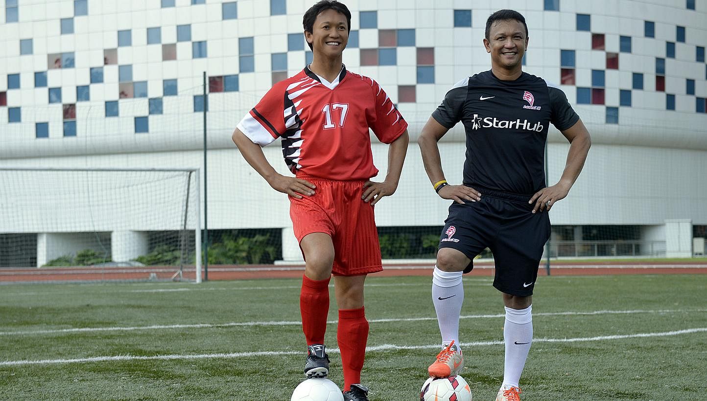 A Madame Tussauds waxwork of former Singapore captain Fandi Ahmad was unveiled at the ITE College Central football pitch earlier this month. -- PHOTO: ST FILE