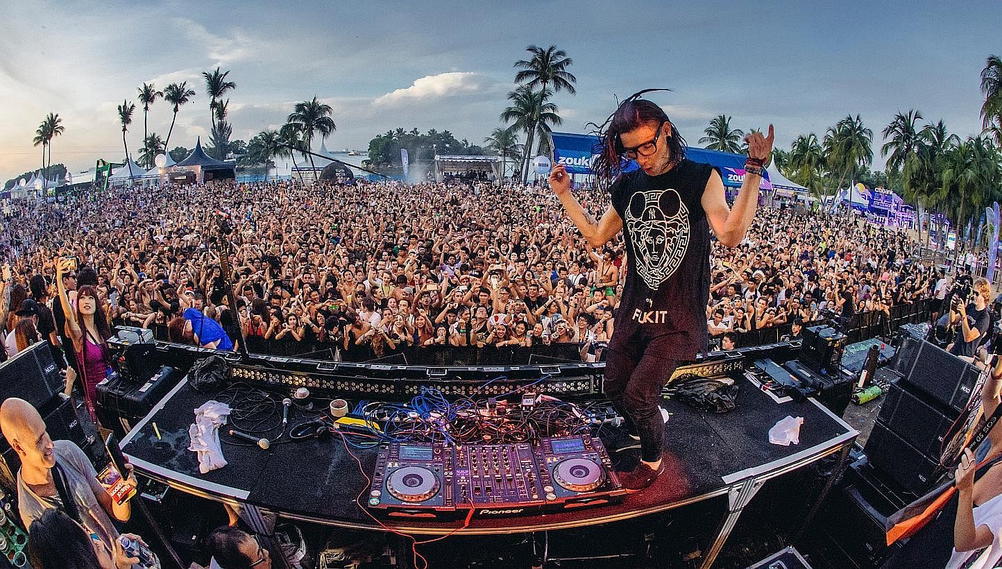 DJ Skrillex, who headlined ZoukOut last Saturday, recently released electronica hip-hop ditty Dirty Vibe, featuring rapping by K-pop megastars. -- PHOTO: ZOUK MANAGEMENT