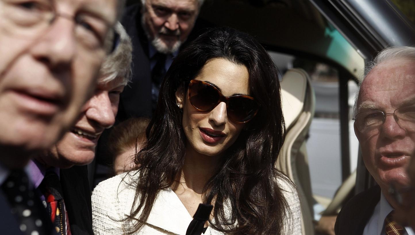 Human rights lawyer Amal Alamuddin Clooney (centre) arrives at the Acropolis museum in Athens in this Oct15, 2014 file photo. -- PHOTO: REUTERS