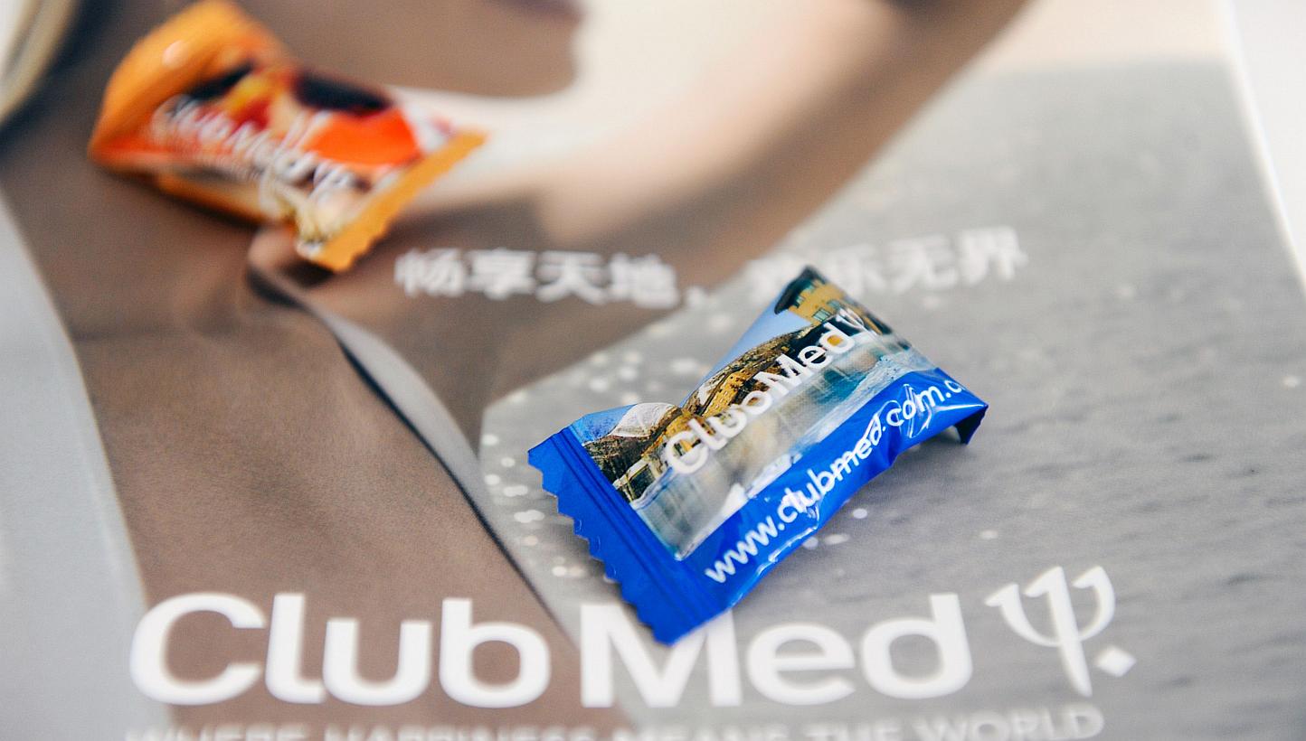 ClubMed holiday brochures at a Chinese tourist agency in Beijing. -- PHOTO: AFP