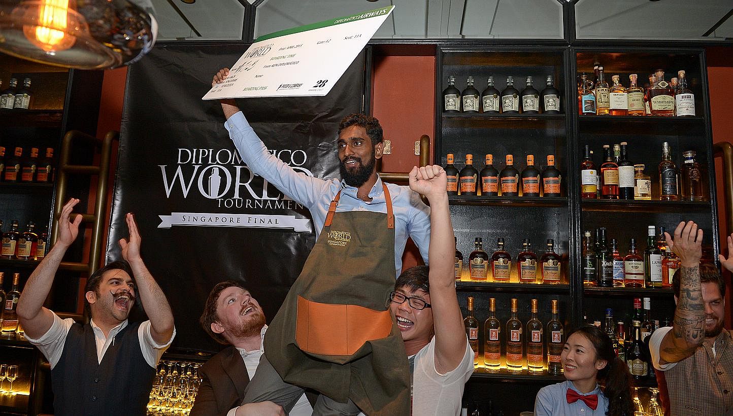 Bartender Vijay Mudaliar from Ann Siang Hill's Operation Dagger concocted a&nbsp;rum-based cocktail, which was inspired by the Japanese occupation of Singapore in the 1940s, to beat eight other competitors at the Diplomatico World Tournament Singapor
