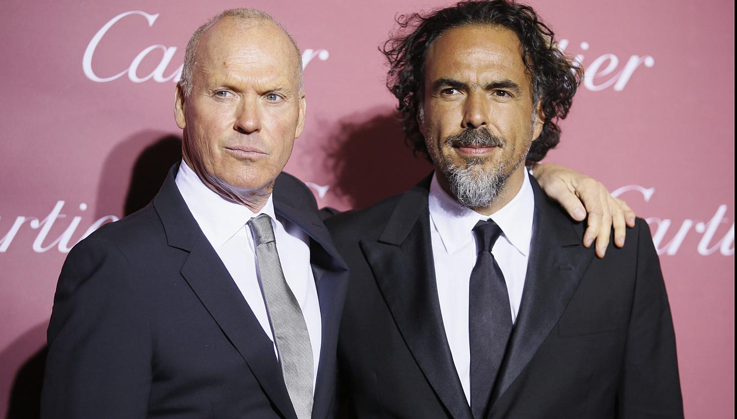 Birdman director Alejandro Gonzalez Inarritu (right) and the film's star Michael Keaton pose at the 26th Annual Palm Springs International Film Festival Awards Gala in Palm Springs, California on Saturday. -- PHOTO: REUTERS
