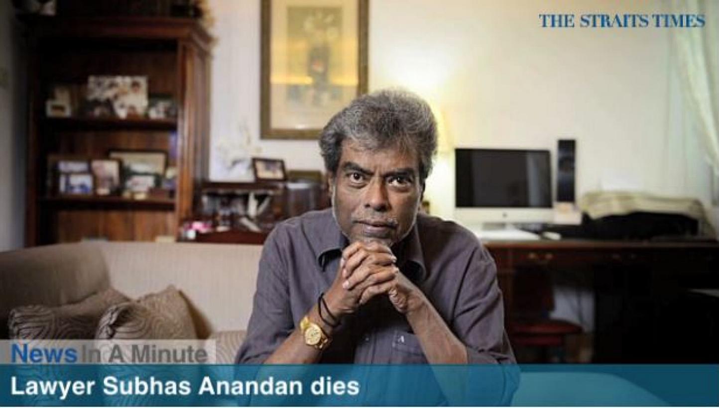 Prominent criminal lawyer Subhas Anandan died of heart failure on Wednesday morning. 