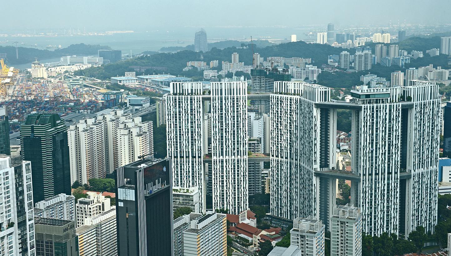 Aerial view of The Pinnacle@Duxton. A second unit of the iconic Housing Board project at Tanjong Pagar has been sold on the resale market. -- ST PHOTO: JAMIE KOH