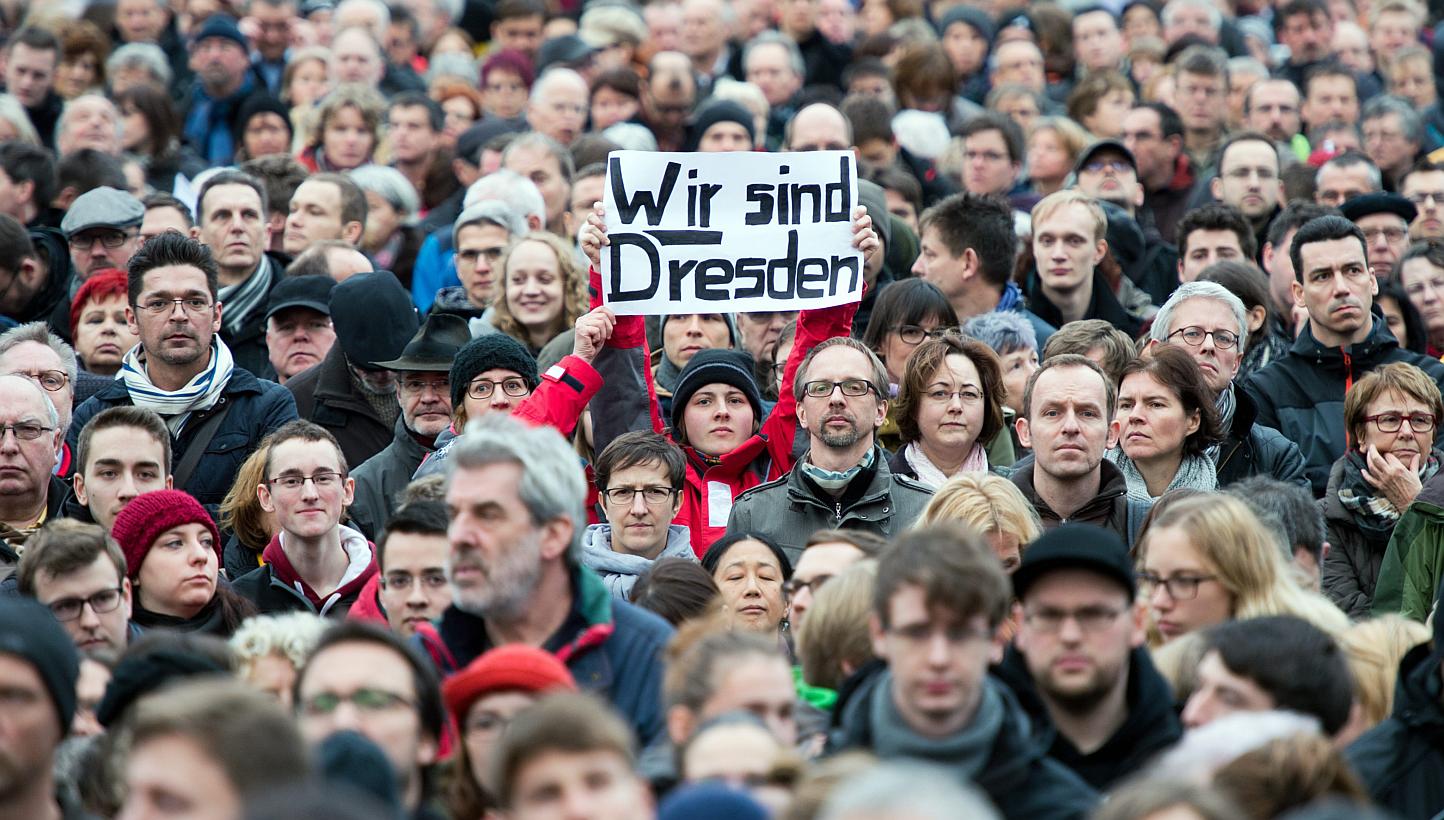 Thousands of people of the so-called "Patriotic Europeans Against the Islamisation of the Occident" (Pegida) participate in a rally in Dresden, Germany on Jan 10, 2015. Germany's growing anti-Islamic movement is set to hold a new rally on Monday, thi
