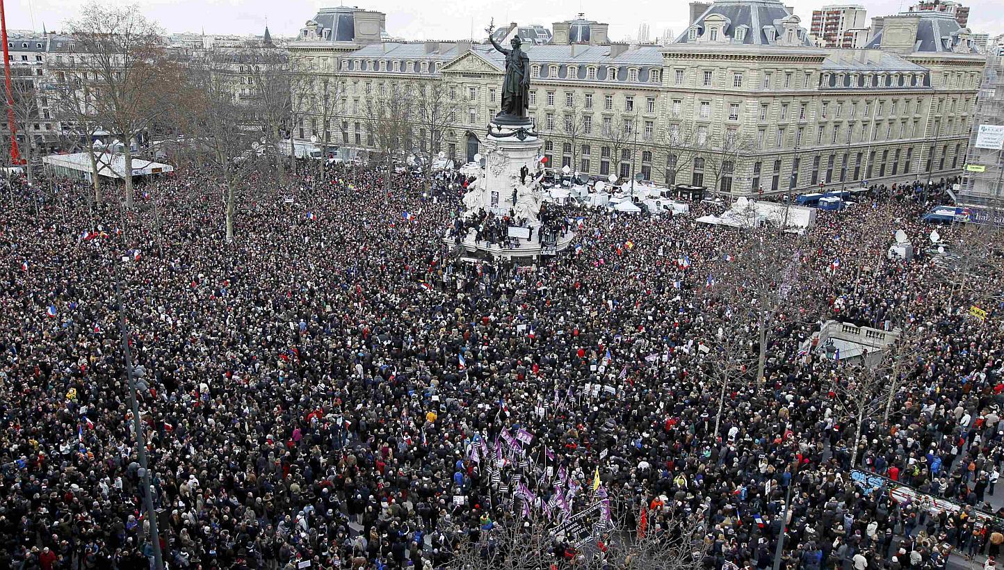 Thousands gathered at Paris' Place de la Republique on Sunday for a march in honour of the shooting victims. Singapore too has to come to terms with a potential clash between secular values and religious or other sensitivities.
