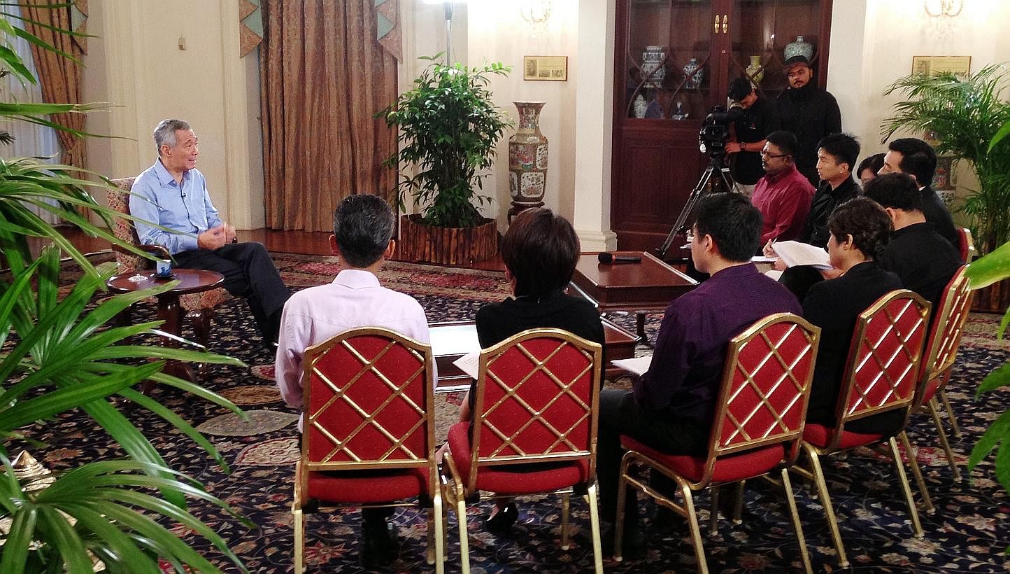 Interview with Prime Minister Lee Hsien Loong at the Istana on Jan 14, 2015. -- ST PHOTO:&nbsp;ALPHONSUS CHERN