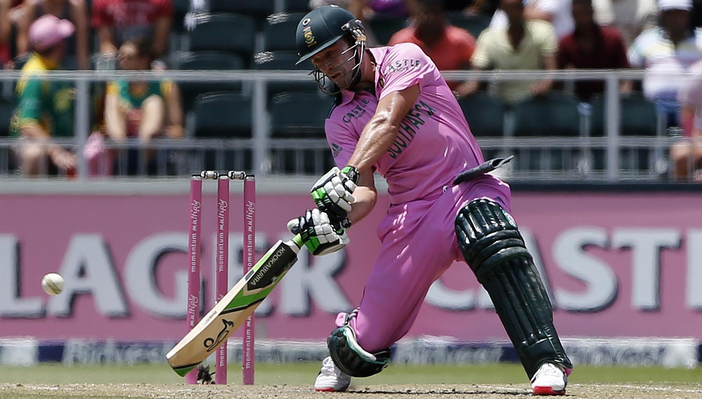 South Africa's captain AB de Villiers plays a shot during the second One-Day International (ODI) against the West Indies at the Wanderers Stadium in Johannesburg on Jan 18, 2015. De Villiers took 31 balls to smash the fastest century in one-day inter