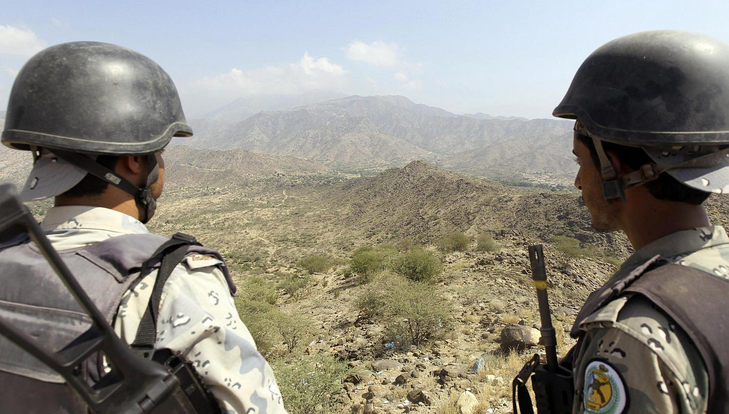 Saudi soldiers stand guard in Jizan on the border with Yemen Nov 3, 2014.&nbsp;&nbsp;Saudi Arabia is increasingly taking a security-first approach to neighbouring Yemen, where Huthi rebels have all but seized power, wanting nothing better than to fin