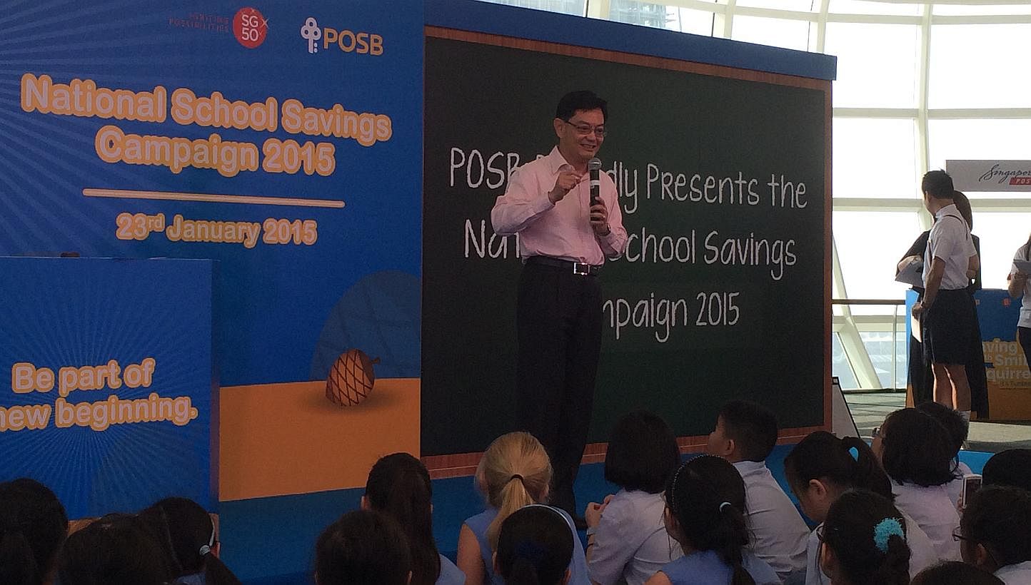 Minister of Education Heng Swee Keat, who attended the launch, reminded students about the "value of things that don't cost any money at all". -- ST PHOTO: ANDREA NG&nbsp;