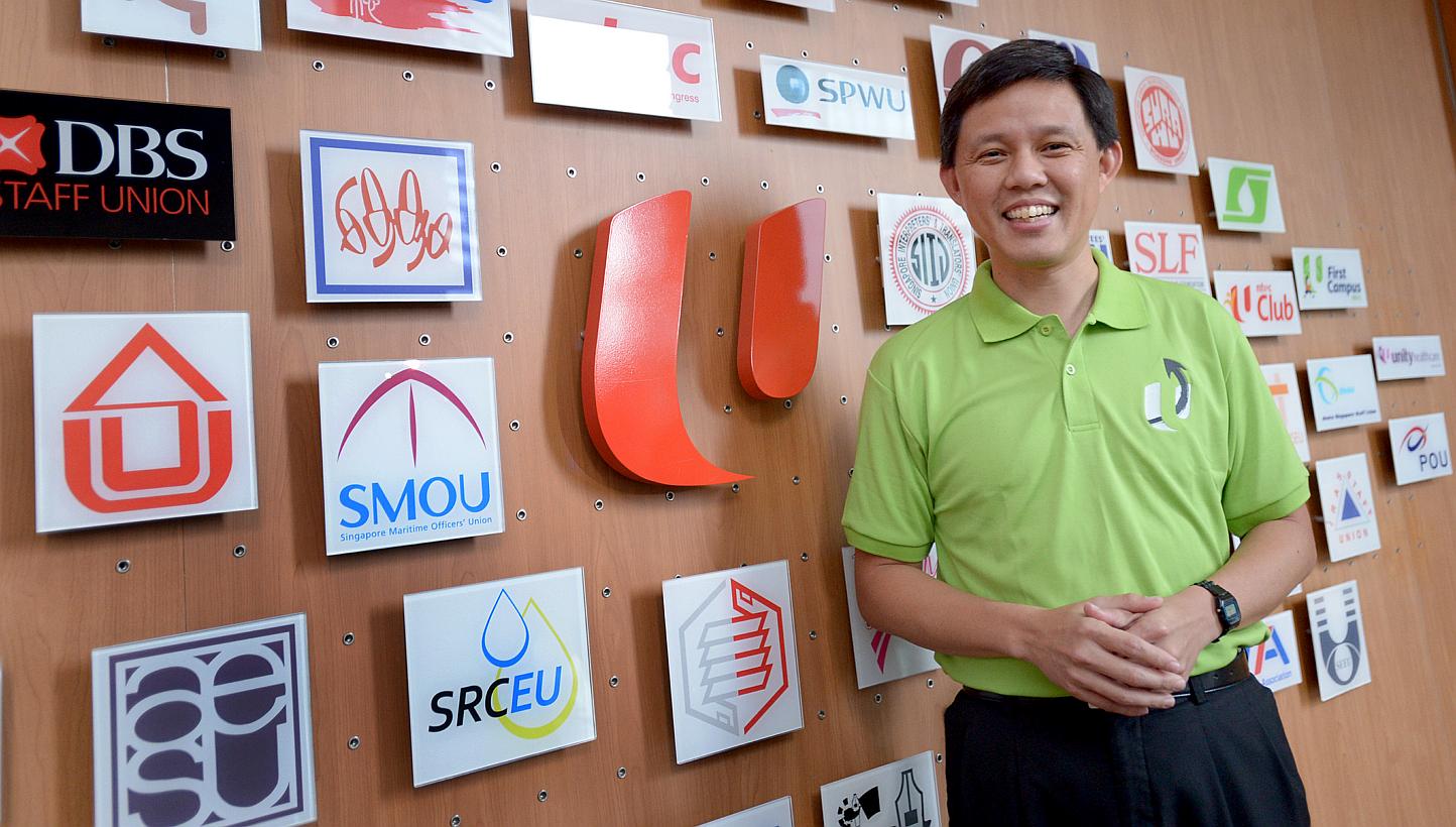 Mr Chan Chun Sing at NTUC Centre yesterday, where he met union leaders. In his new role as NTUC deputy secretary-general, he will strive to strengthen links between workers, businesses and the Government, armed with the courage of conviction that he