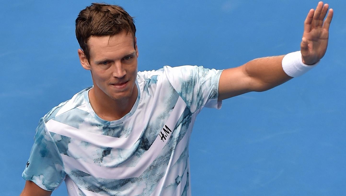 Tomas Berdych of the Czech Republic celebrates his victory over Bernard Tomic of Australia in their men's singles match at the Australian Open in Melbourne on Jan 25, 2015. Berdych will be facing Rafael Nadal next, but though the Spaniard has an