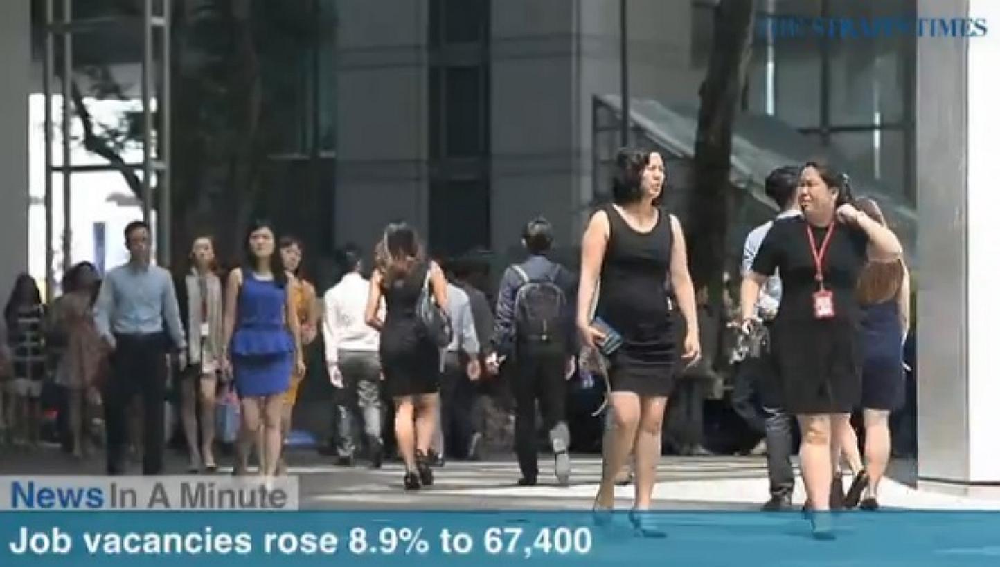 In today's News In A Minute, we how the number of job vacancies rose 8.9% to 67,400 as of September last year compared to the year before. -- SCREENGRAB FROM RAZORTV