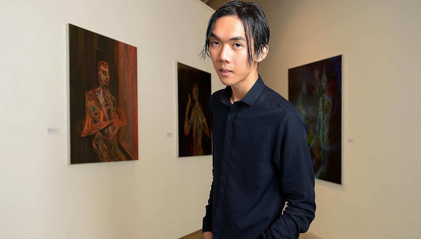 All 12 of Ruben Pang’s works portraying creators in the midst of contemplation and obstacles have been snapped up. -- ST PHOTO: DESMOND WEE