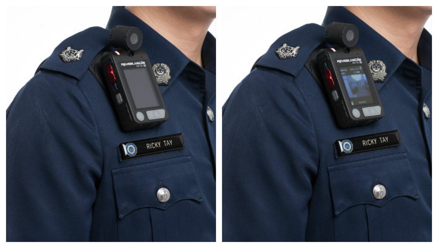 Officers from Bukit Merah West Neighbourhood Police Centre (NPC) will be the first to don body-worn cameras, starting Friday. -- PHOTO: SINGAPORE POLICE FORCE