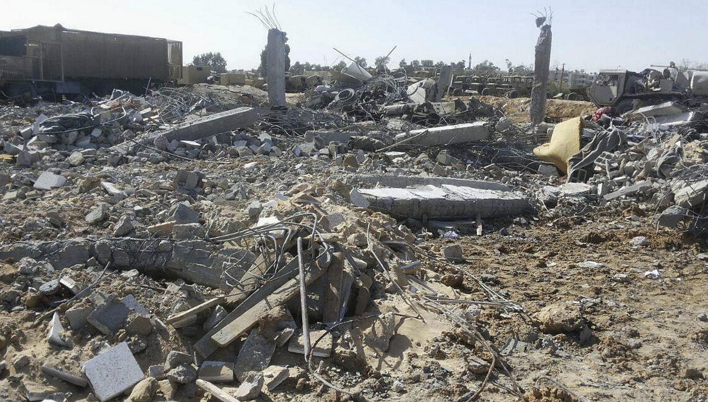 Debris is seen at a location where an attack took place on security forces in North Sinai on Jan 30, 2015. Singapore has condemned militant attacks in Egypt's Sinai Peninsula that left at least 30 people dead and many others wounded. -- PHOTO: R