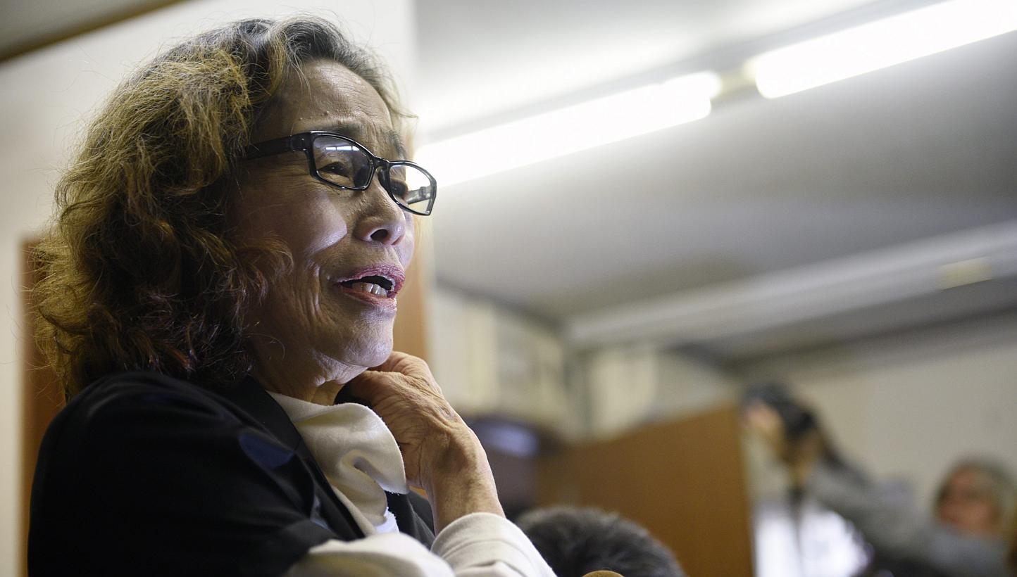 Ms Junko Ishido, the mother of Mr Kenji Goto, a Japanese journalist held by the Islamic State in Iraq and Syria (ISIS), speaking to reporters at her home in Tokyo, Japan, on Feb 1, 2015, after ISIS announced in a video that it had beheaded Mr Goto. -