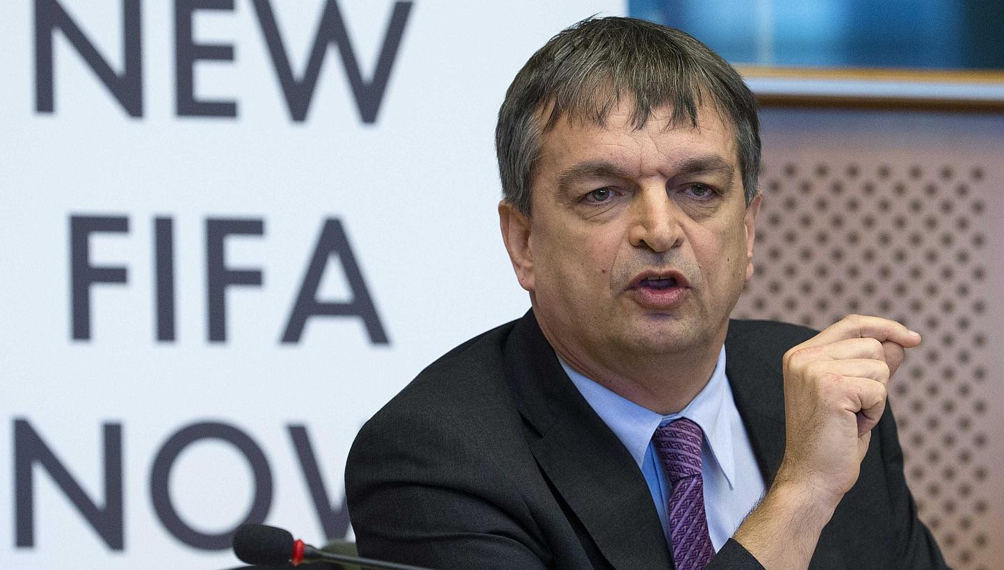 FIFA presidential candidate Jerome Champagne attends the "New FIFA Now" summit at the European Parliament in Brussels on Jan 21, 2015. He has now pulled out of his bid after not winning sufficient backing. -- PHOTO: REUTERS