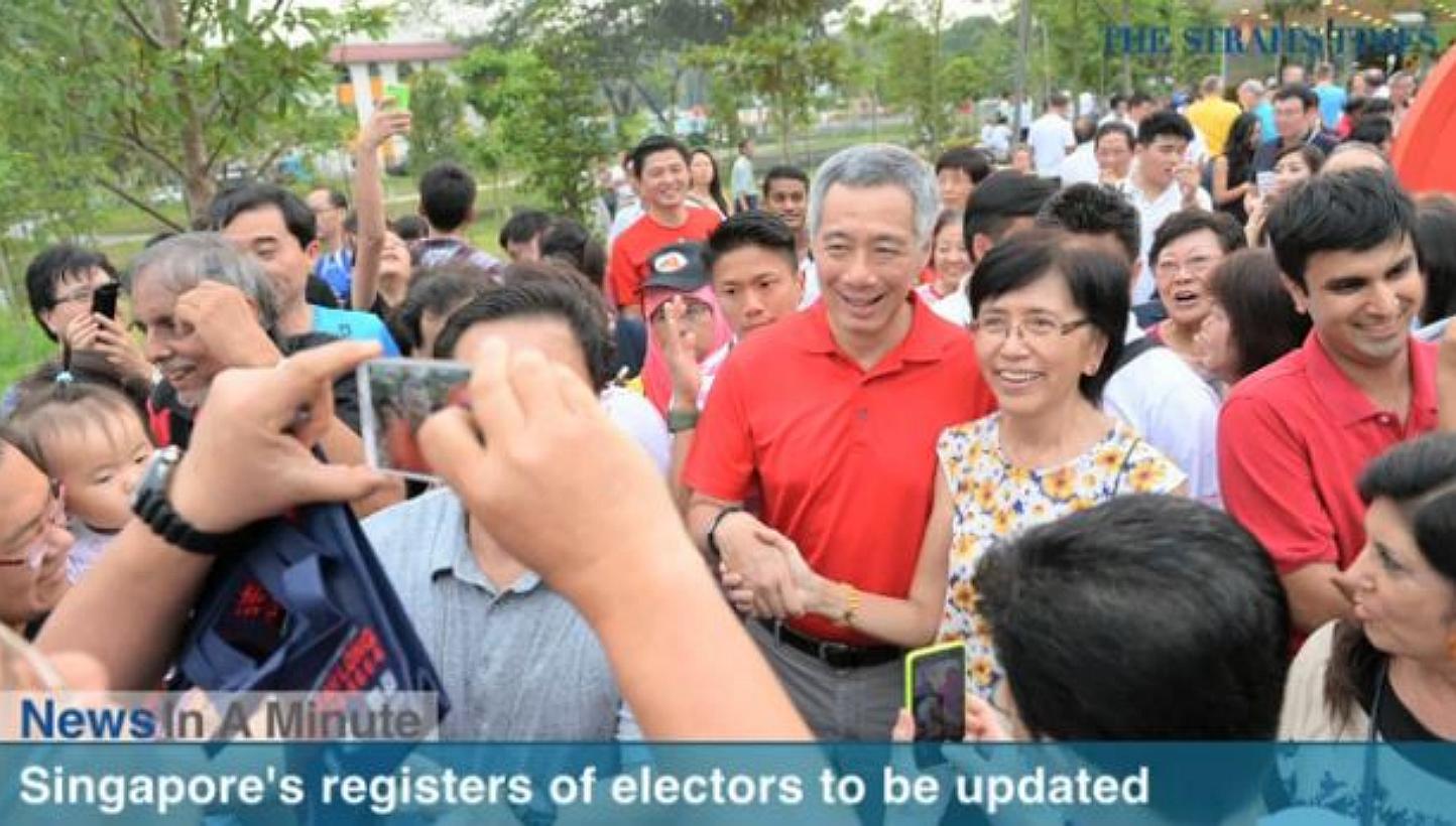 In today's News In A Minute, we look at Prime Minister Lee Hsien Loong calling for the registers of electors to be updated no later than April 30. -- PHOTO: RAZORTV
