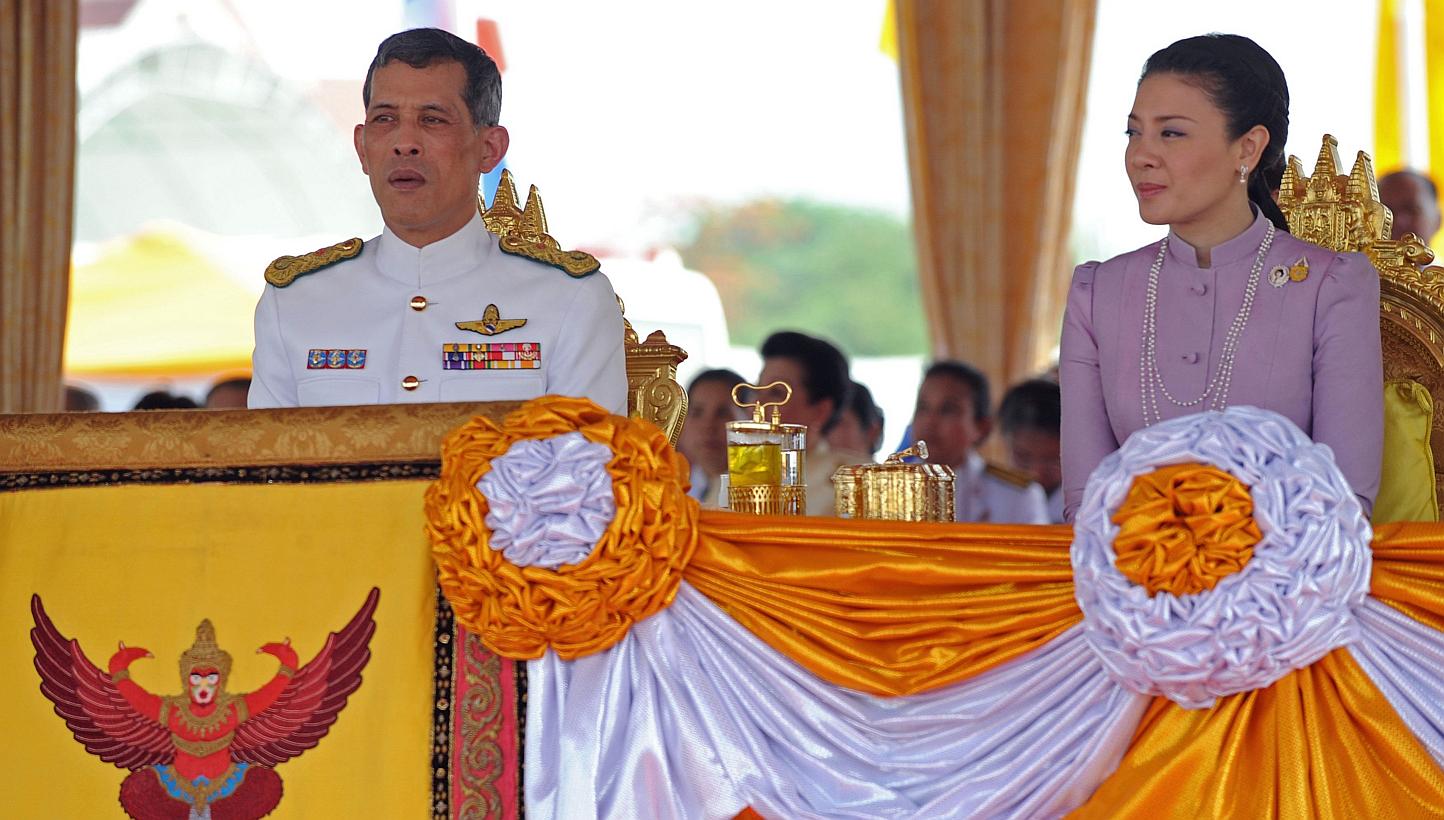 Thai Crown Prince Maha Vajiralongkorn (left) and Princess Srirasmi as they attend the annual Royal Ploughing Ceremony at Sanam Luang in Bangkok. The sister-in-law of the Crown Prince has been sentenced to two and a half years in prison, after being f
