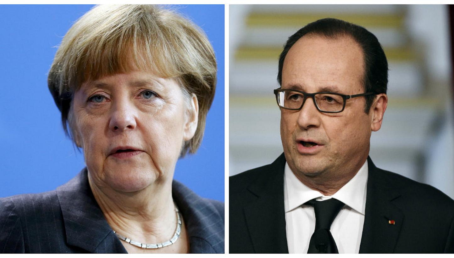 German Chancellor Angela Merkel and French President Francois Hollande arrived in Moscow on Friday for talks with Russian President Vladimir Putin on the Ukraine crisis. -- PHOTOS: REUTERS, AFP