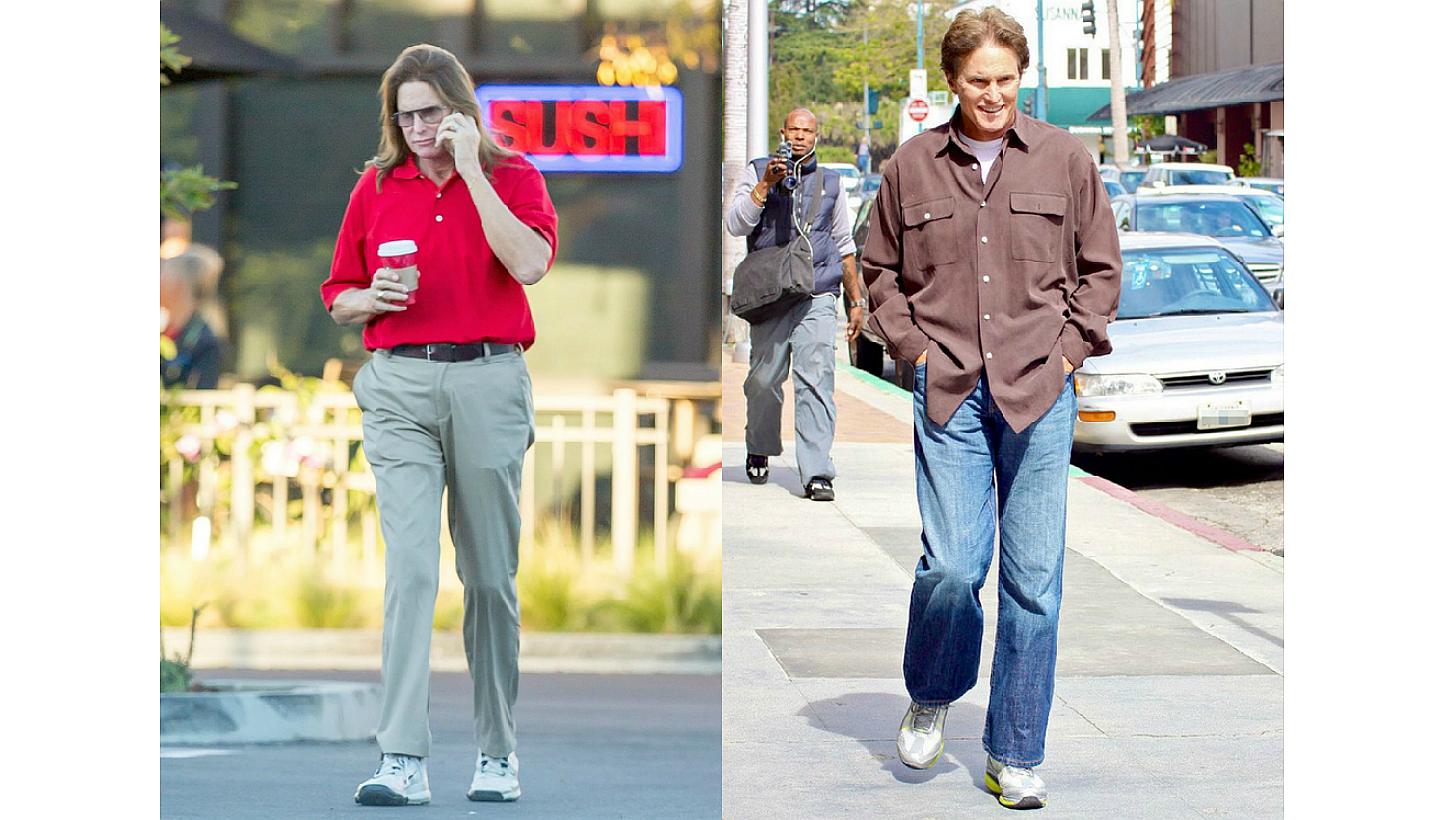 Bruce Jenner in December 2014 (left) and in 2011. The reality TV star and Olympic gold medalist told his family members of his decision to become a woman, People magazine reported on Wednesday. -- PHOTOS: SPLASH NEWS, WIKIMEDIA COMMONS
