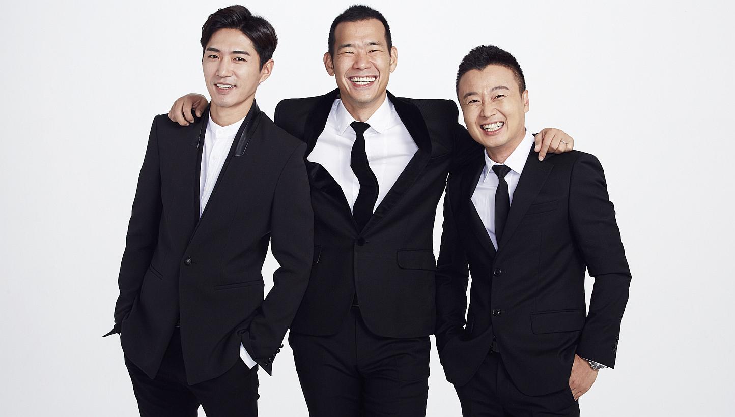 Hosts of Top Gear Korea 6 (from left) Danny Ahn of K-pop band G.O.D., rapper-turned-TV host Kim Jin Pyo and professional car racer Ryu Kyung Wook. -- PHOTO: KIX AND KIX HD