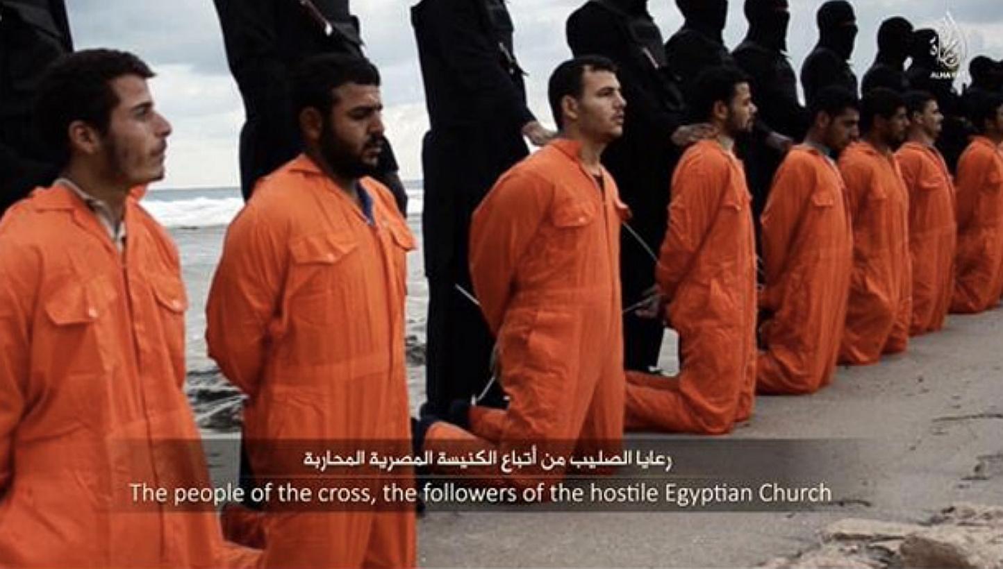 ISIS released a video on Sunday purporting to show the militant group beheading 21 Egyptian Christians kidnapped in Libya. -- PHOTO: IMAGE GRAB FROM VIDEO