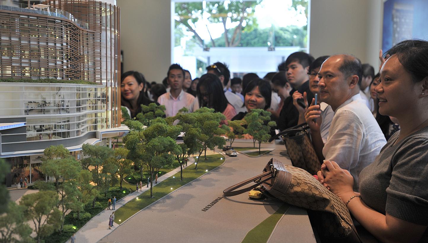The crowd at the launch of Alexandra Central on Jan 21, 2013.&nbsp;Earnings for property developer Chip Eng Seng surged in its fourth quarter, mainly due to the completion of its first retail mall, Alexandra Central. -- ST PHOTO:&nbsp;LIM YAOHUI&nbsp