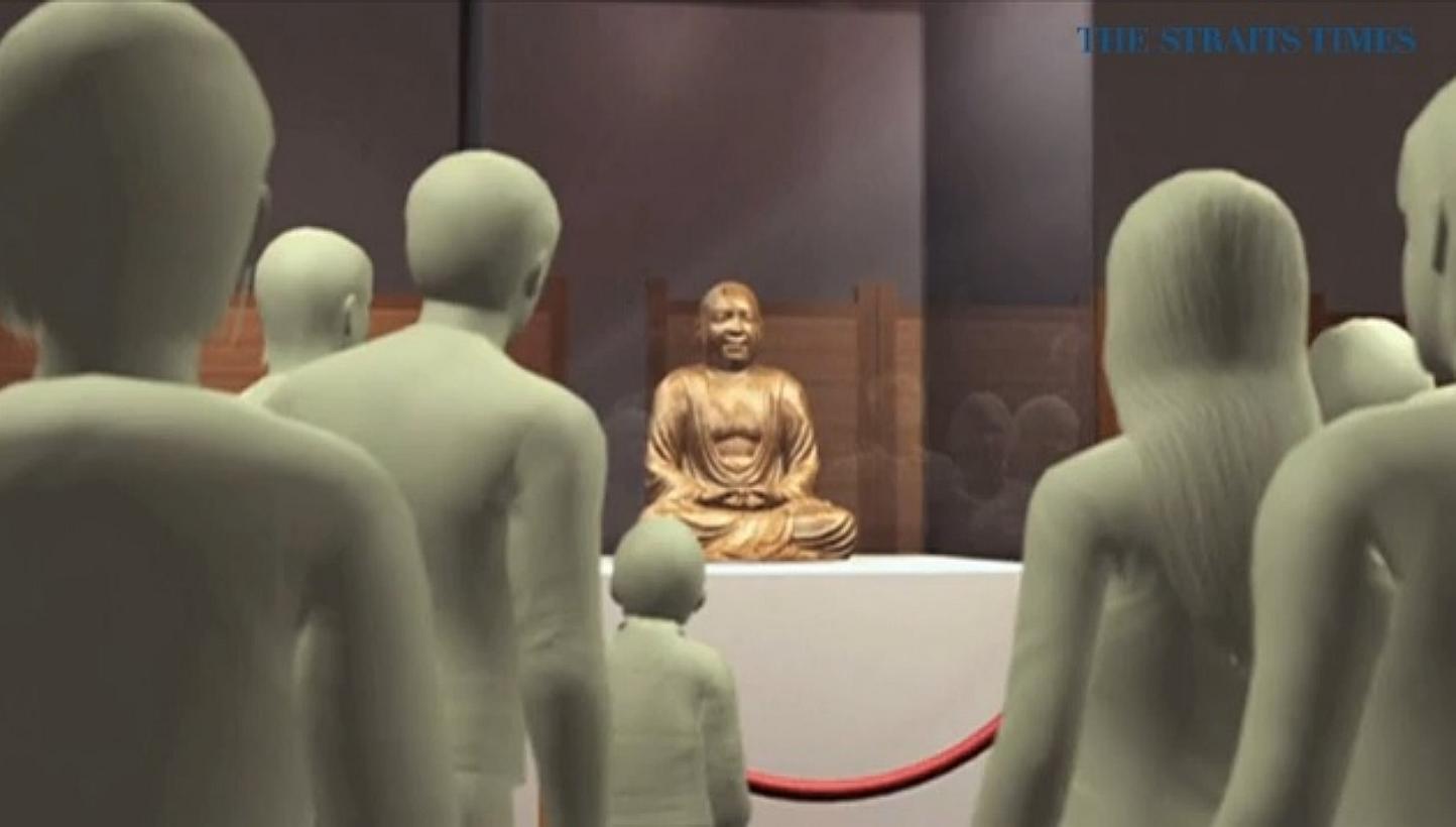 The Buddha statue, which was on display at the Drents Museum in the Dutch city of Assen, was analysed at the Meander Medical Centre in Amersfoort. -- PHOTO: VIDEO SCREENGRAB