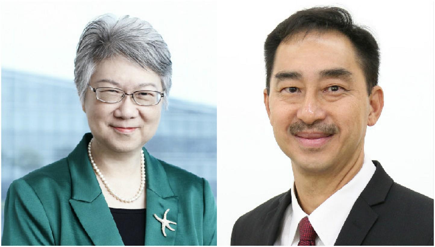 Ms Ho Peng (left), Director-General of Education, will be retiring from the Education Service on March 31. Mr Wong Siew Hoong, 55, will succeed her on April 1. -- PHOTO: MINISTRY OF EDUCATION