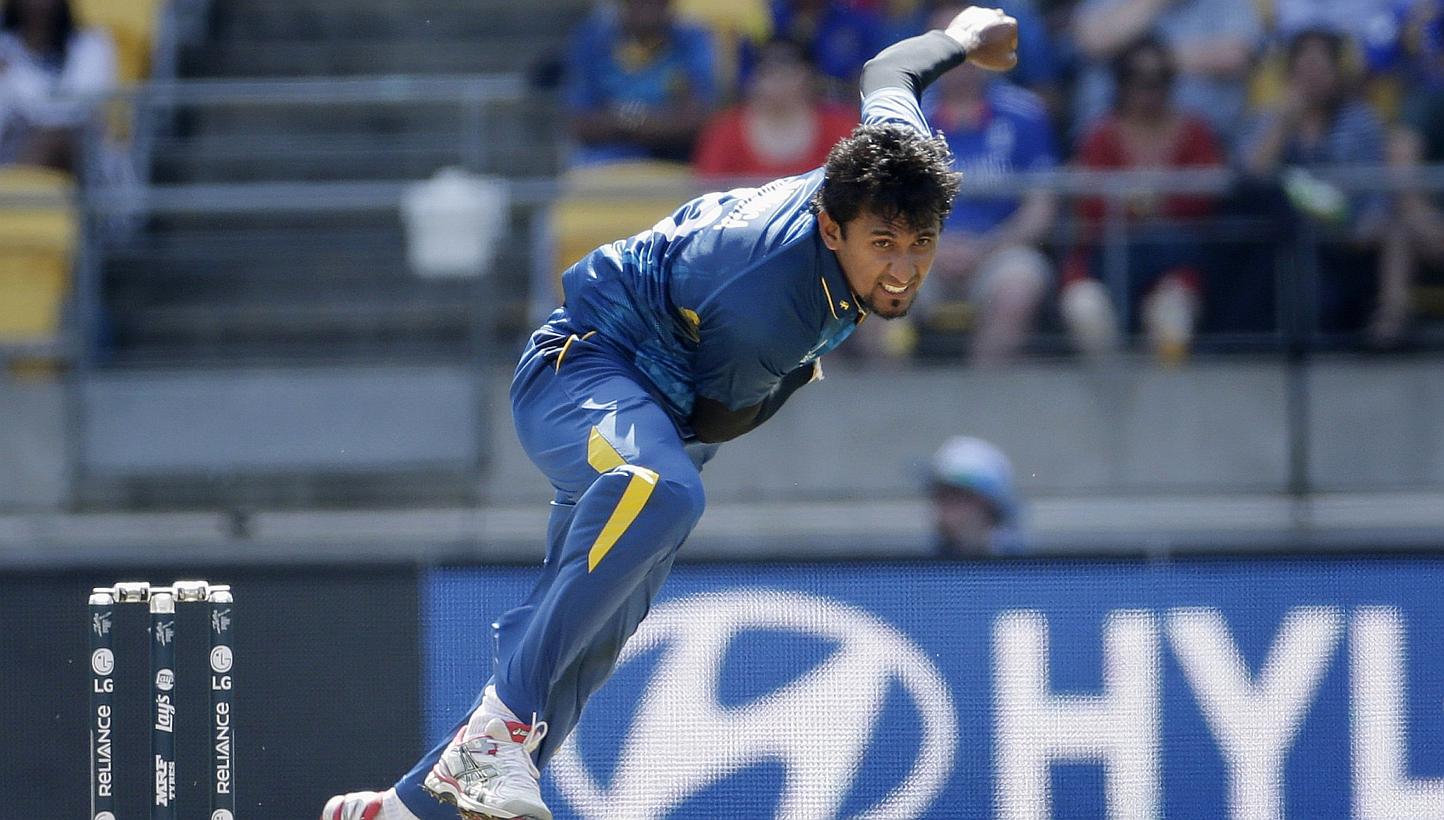 Sri Lanka's Suranga Lakmal bowls during their Cricket World Cup match against England in Wellington, March 1, 2015. -- PHOTO: REUTERS