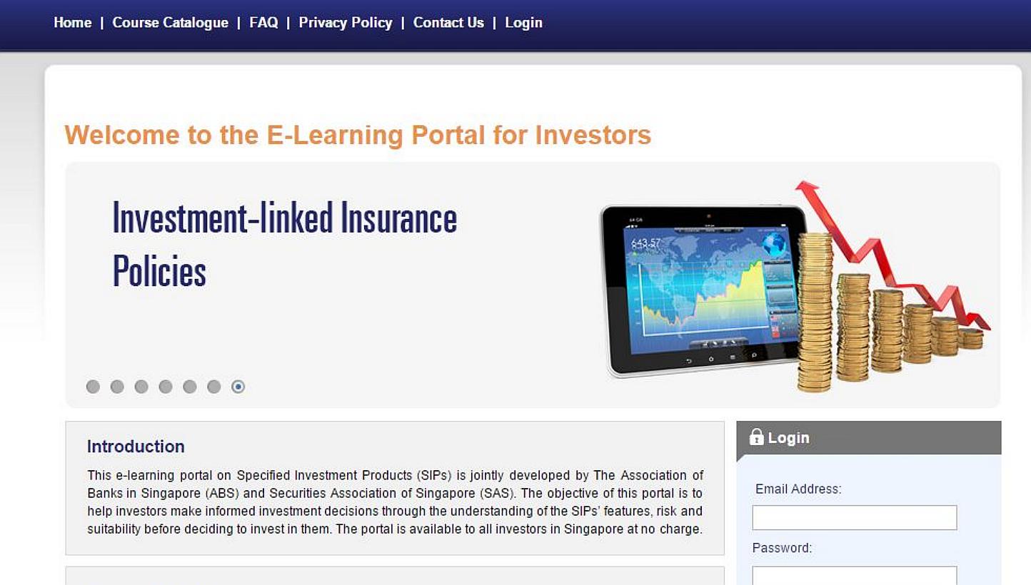 The online portal on unlisted specified investment products (SIPs) launched by the Association of Banks in Singapore (ABS) and Securities Association of Singapore (SAS). -- PHOTO: SCREENGRAB FROM SIPS.ABS.ORG.SG