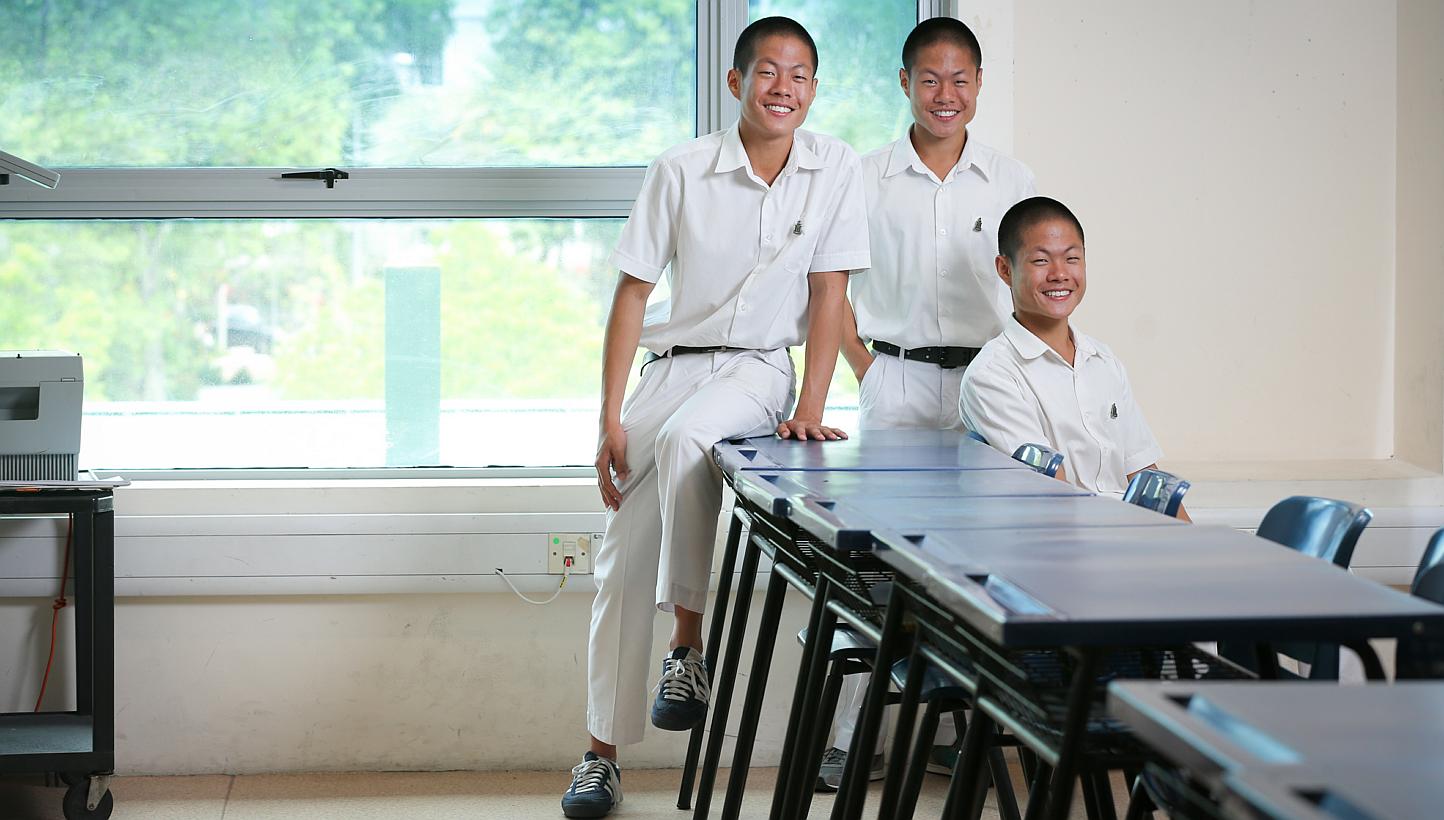 Triplets (from left) Phuah Wei Yuan, Phuah Wei Ke and Phuah Wei Deng scored a total of 13As and two Bs in their A levels.
