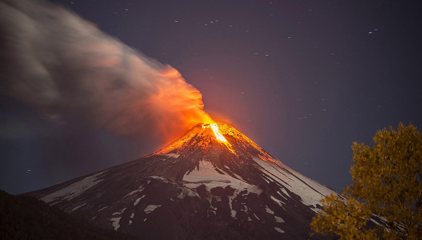 Villarrica volcano, which is located in southern Chile and is one of the South American nation's most active,&nbsp;began erupting on March 3, 2015, forcing the evacuation of some 3,600 people in nearby villages, the government said. -- PHOTO: AFP&nbs