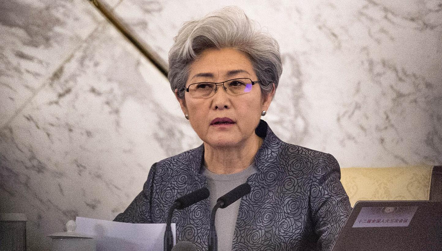 National People's Congress spokesman Fu Ying speaks at a news conference at the Great Hall of the People in Beijing on March 4, 2015. Ms Fu said China's proposed anti-terrorism law will not affect the legitimate interests of technology firms, af