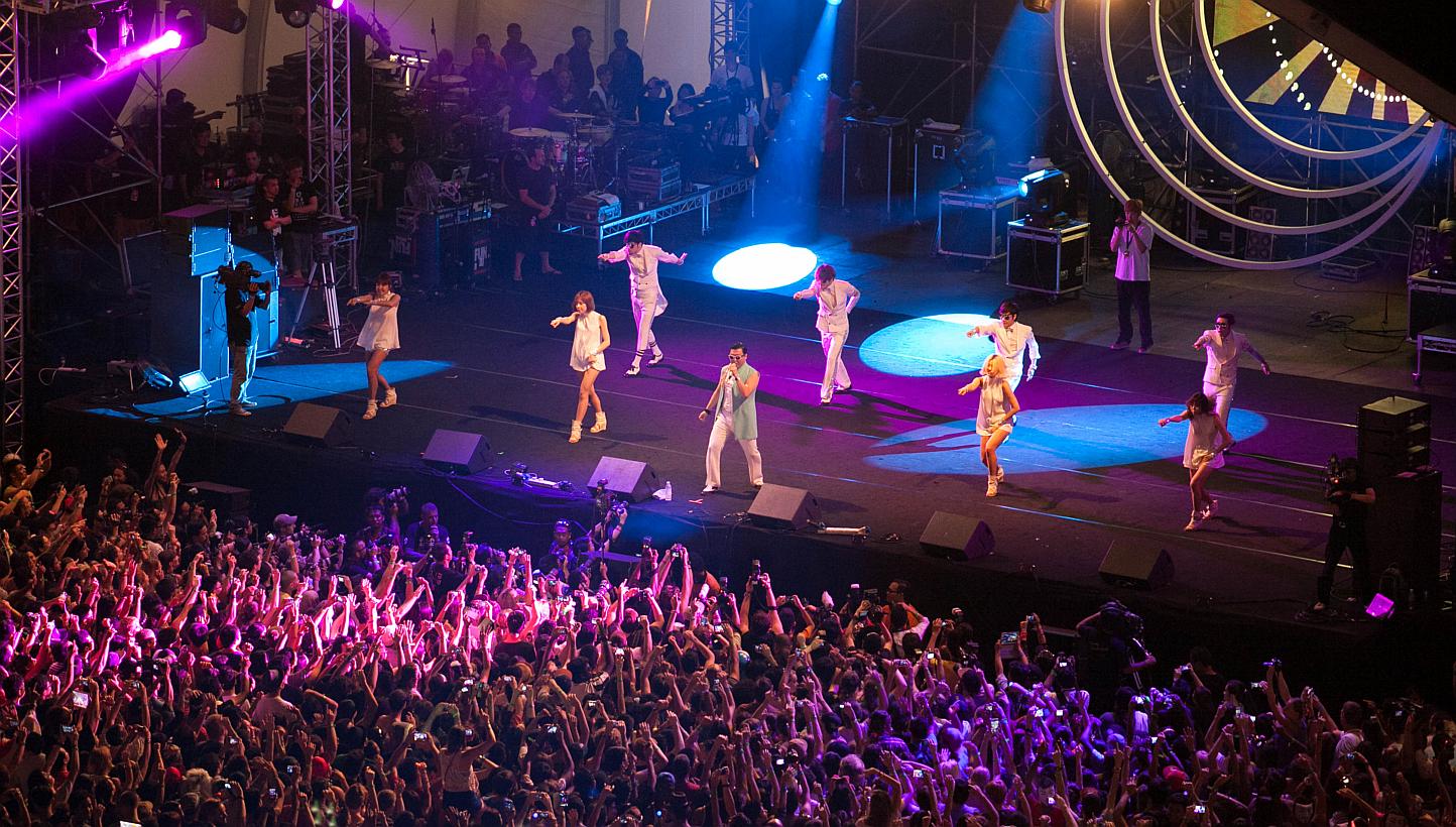 South Korean rapper Psy performing for fans at the Future Music Festival Asia 2013 at Sepang International Circuit. This year's Future Music Festival is slated to be held in Singapore for the first time on March 13 and 14 at the Changi Exhibition Cen