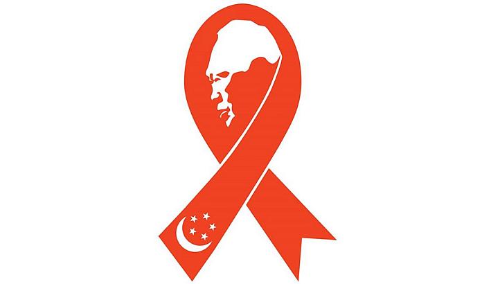 The creators of the now famous icon of a black ribbon framing the profile silhouette of the late Mr Lee Kuan Yew have come up with a red version. -- PHOTO: ALEX YAM/FACEBOOK