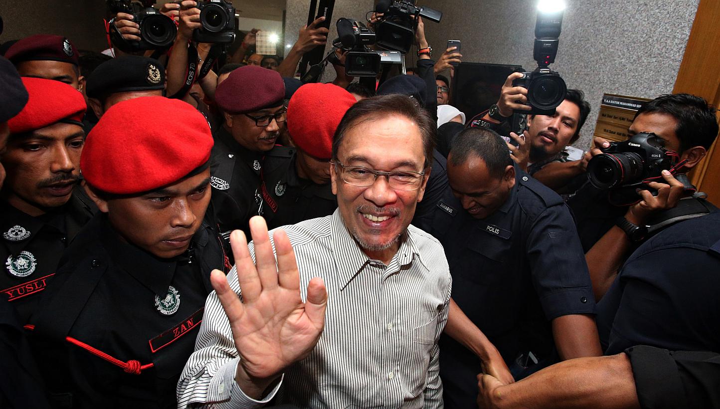 Malaysian opposition leader Anwar Ibrahim at the Syariah court of appeal in Kuala Lumpur on March 24, 2015. -- PHOTO: SIN CHEW DAILY
