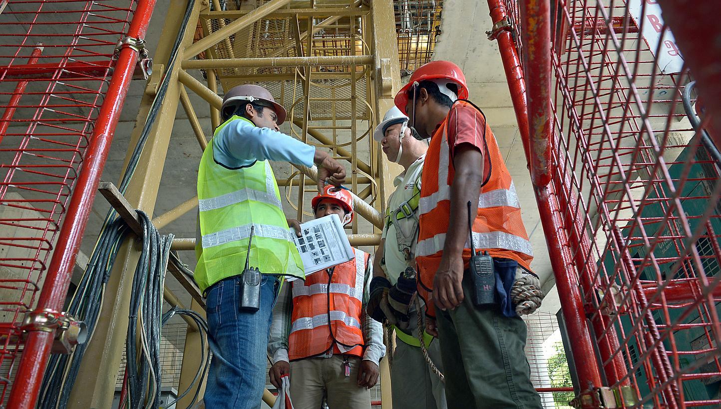 Construction accounted for nearly half of the fatalities last year, with 27 deaths. Manufacturing had six deaths, while marine had four. -- ST PHOTO: KUA CHEE SIONG