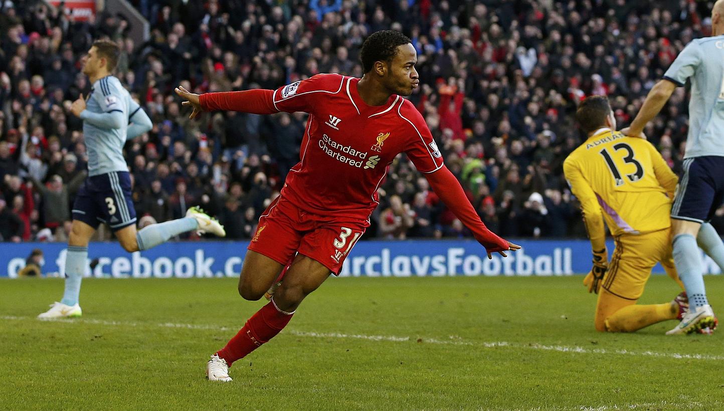 Liverpool's Raheem Sterling in action against West Ham United on Jan 31, 2015. Sterling rejected suggestions he was "money-grabbing" in an interview aired on Wednesday, after his talks over a new contract reportedly hit an impasse. -- PHOTO:&nbsp;REU