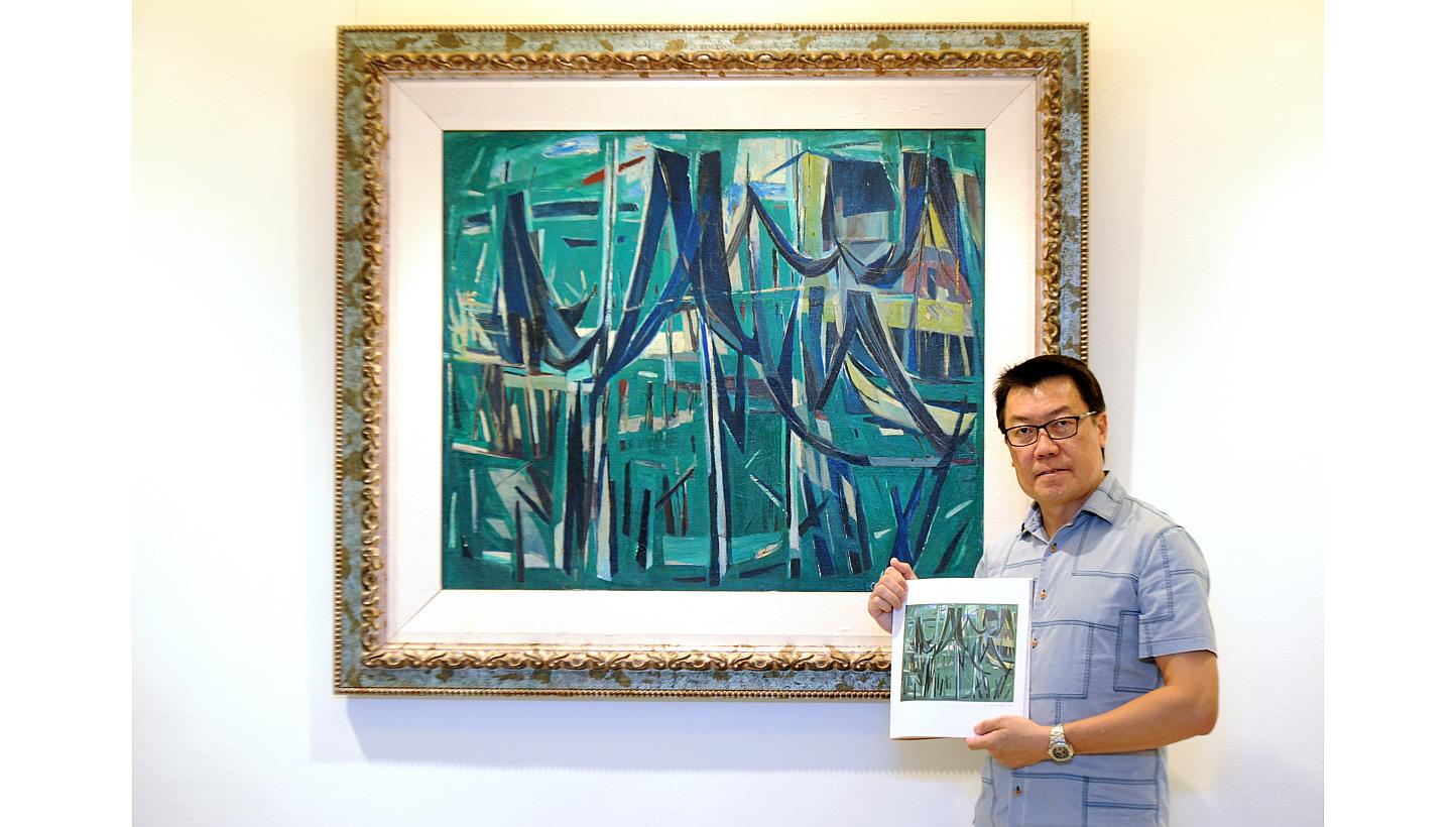 Collector Patrick Goh, with the Chen Wen Hsi painting he owns. He has produced evidence that his piece is authentic.