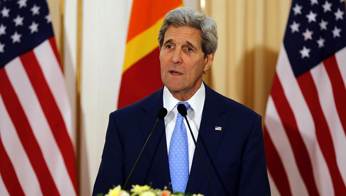 US Secretary of State John Kerry said democracy was under threat in the Maldives as he added his voice Saturday to criticism over the jailing of the islands' first freely-elected president Mohamed Nasheed. -- PHOTO: EPA