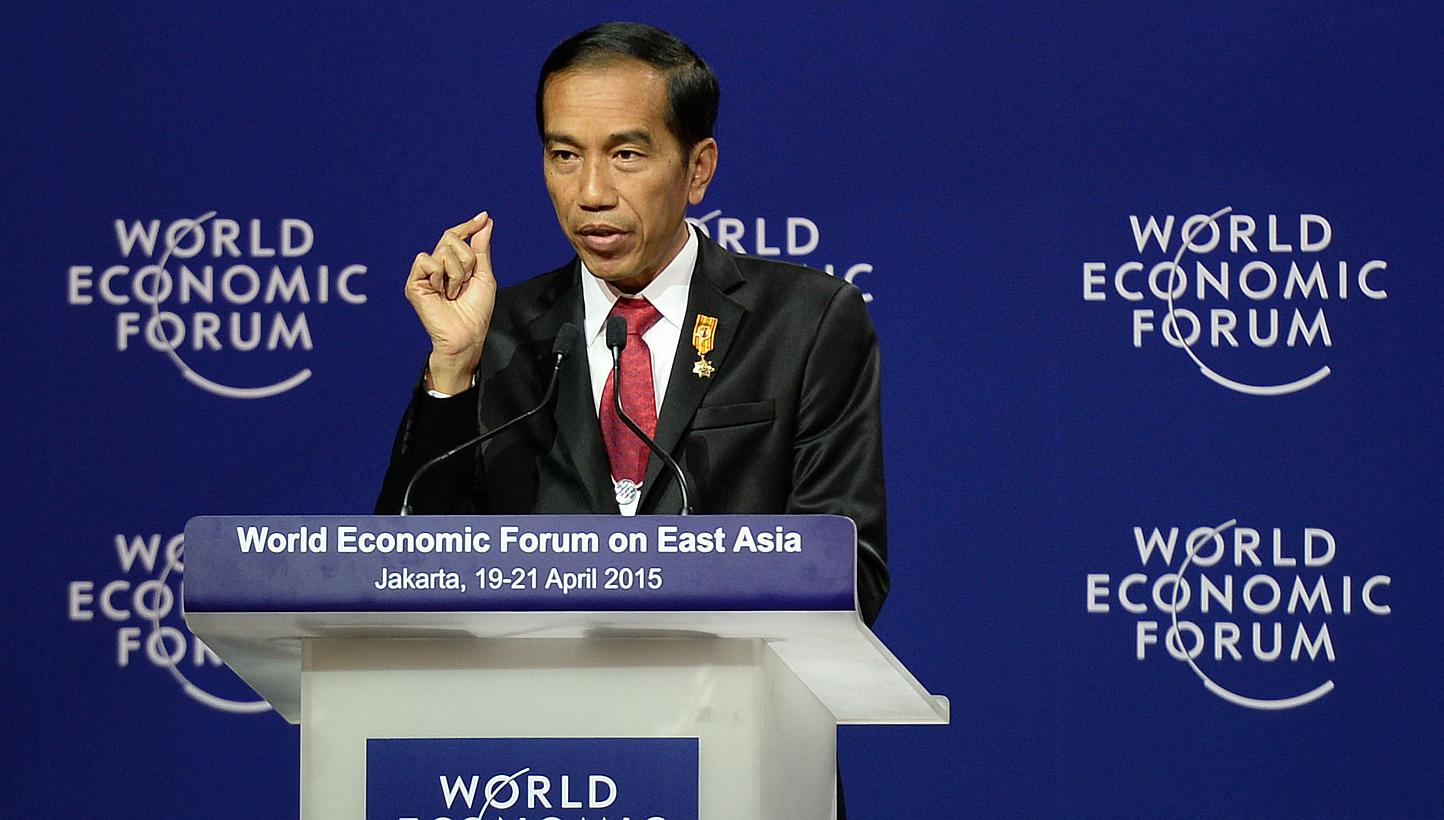 Indonesian President Joko Widodo speaking during the World Economic Forum on East Asia in Jakarta on April 20, 2015. While many Indonesians applauded the President's resolve in the mass executions of drug offenders, Indonesia's image overseas has bee