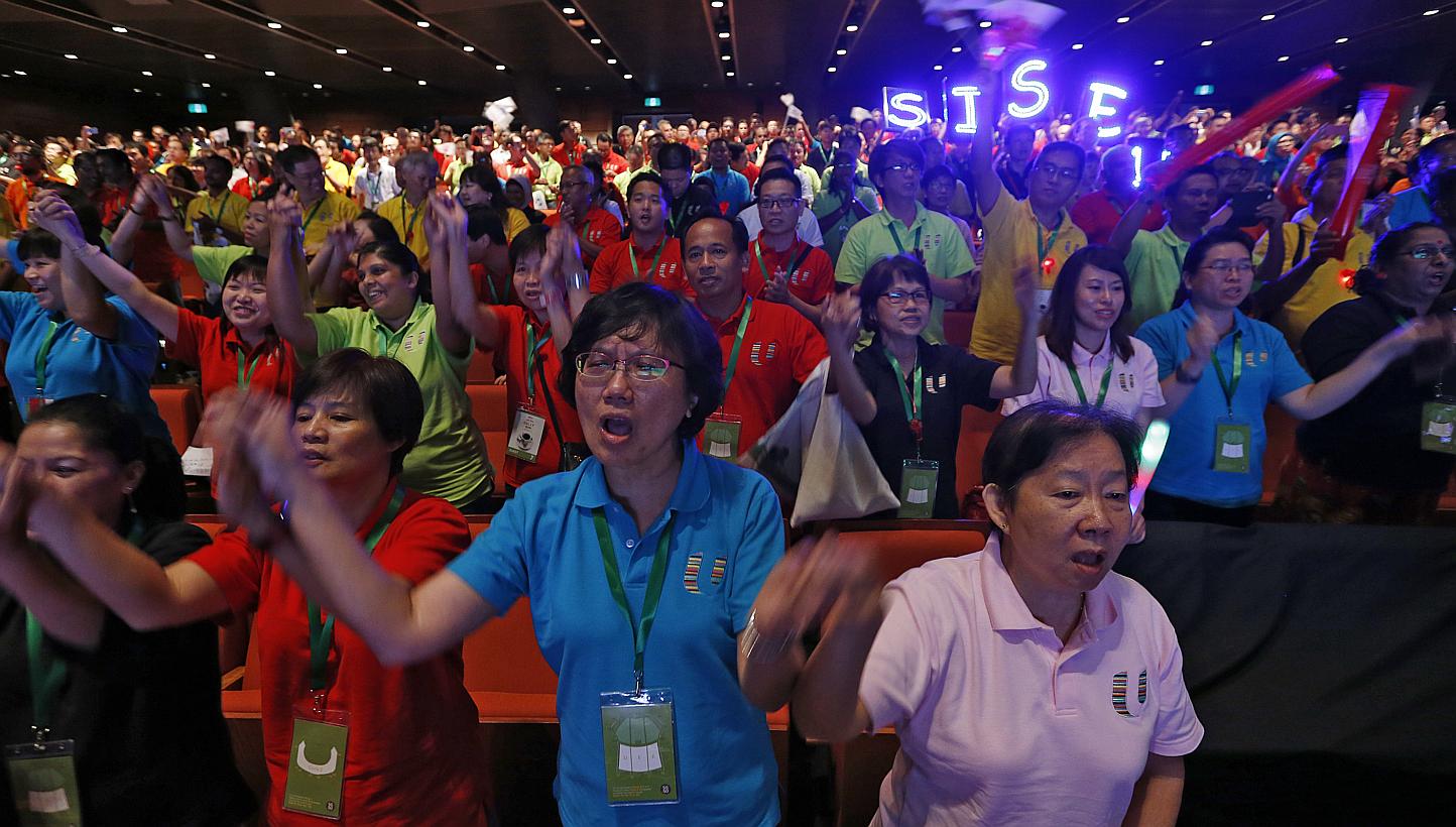 More than 4,000 unionists, employers and government officials attended the May Day Rally yesterday at The Star Performing Arts Centre, where Prime Minister Lee Hsien Loong urged everyone to "continue joining hands to achieve better lives for all Sing