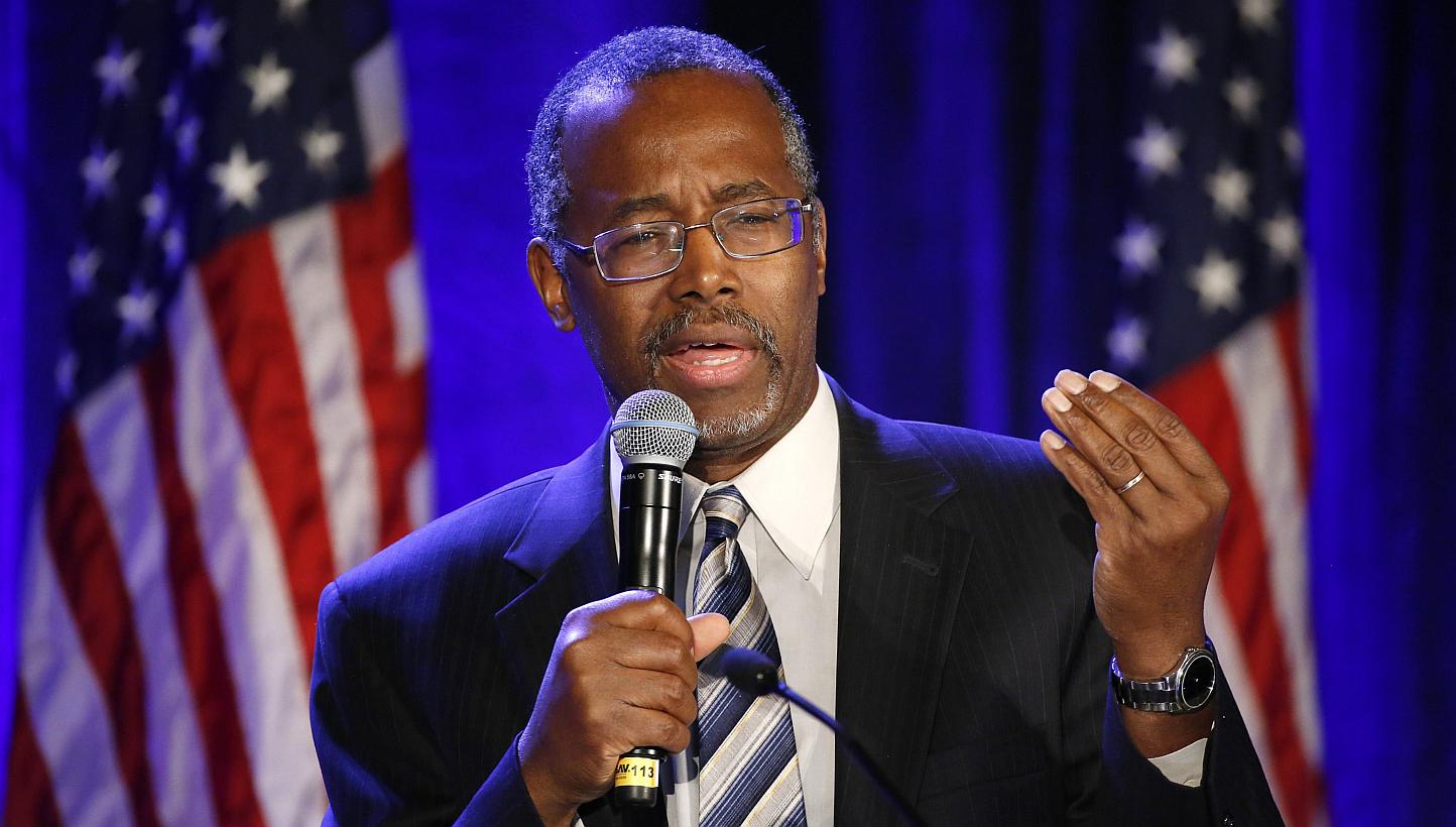 Ben Carson speaks at a luncheon during the Republican National Committtee's "Building on Success" meeting in San Diego, California, in this file photo taken on Jan 15, 2015. -- PHOTO: REUTERS