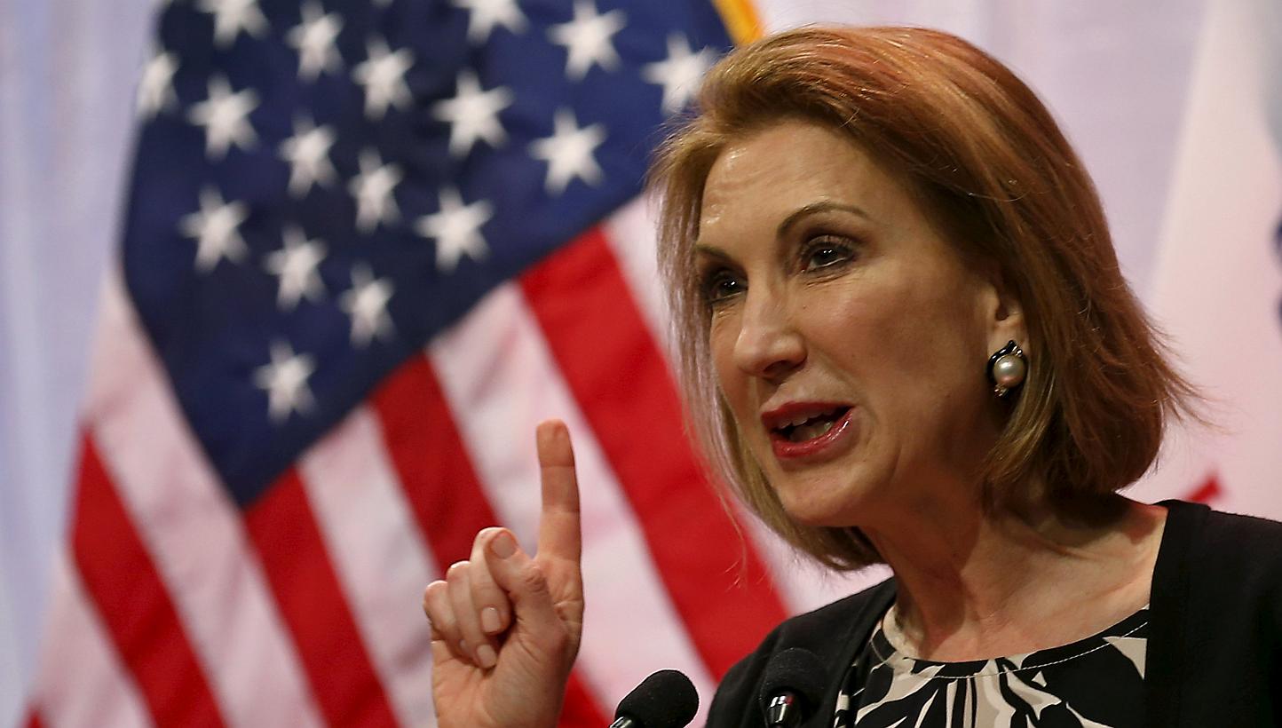 Potential Republican presidential candidate former Hewlett-Packard CEO Carly Fiorina speaks at the Iowa Faith and Freedom Coalition's forum in Waukee, Iowa on April 25, 2015.&nbsp;Fiorina is the only woman in the pack of Republican candidates for the